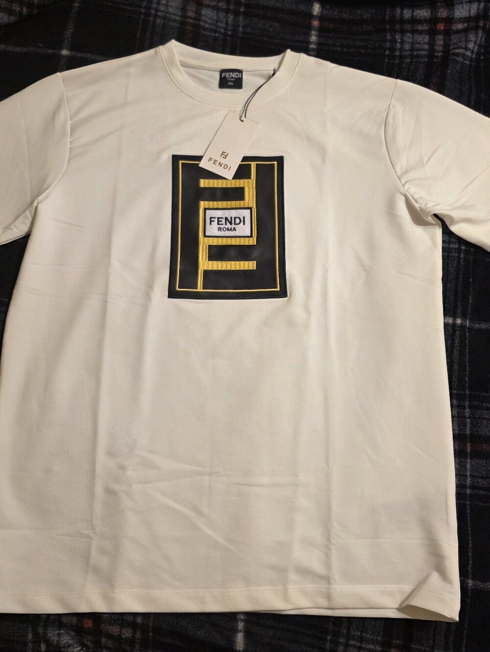 Fendi White Logo Patch Short-Sleeve T-Shirt